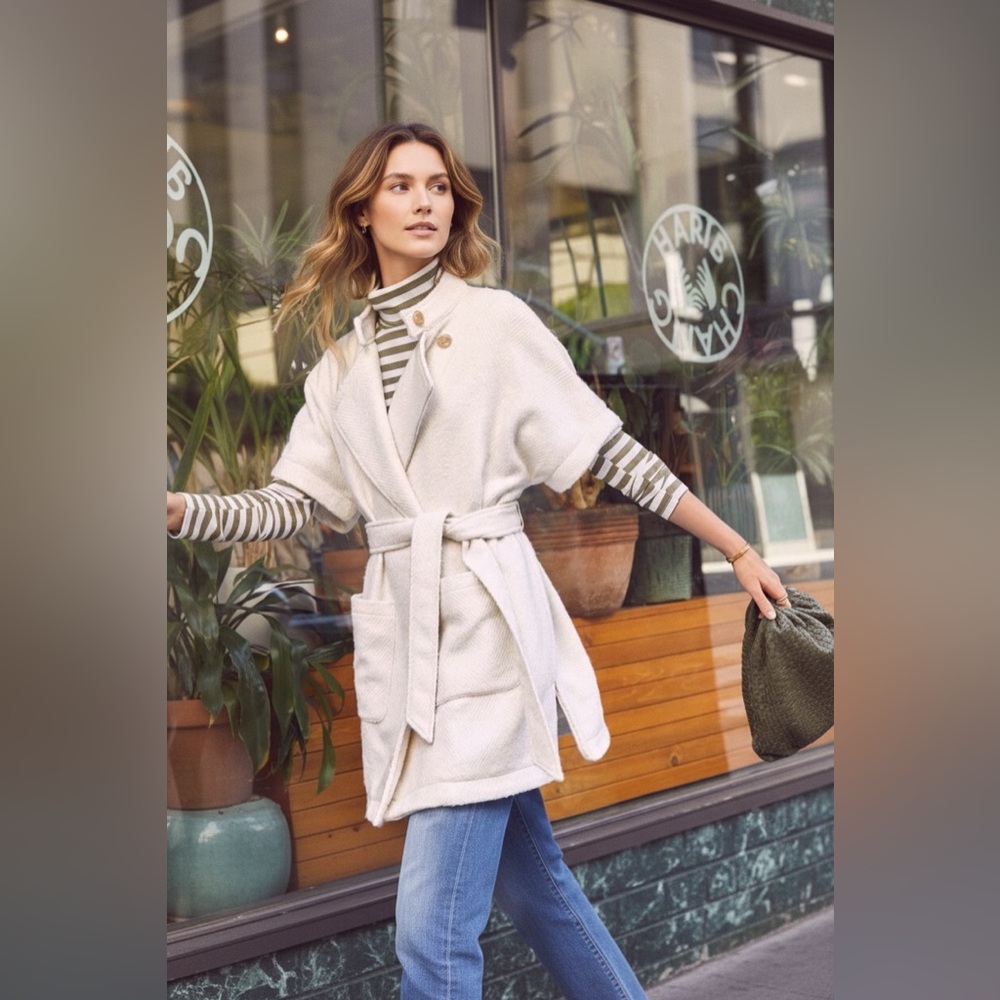 Sanctuary Cocoon Wrap Teddy Coat in Creme